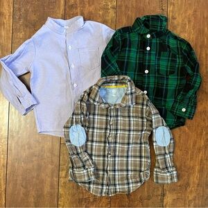 Kids Plaid and Solid Button-Up Shirts - Set of 3 - 3T